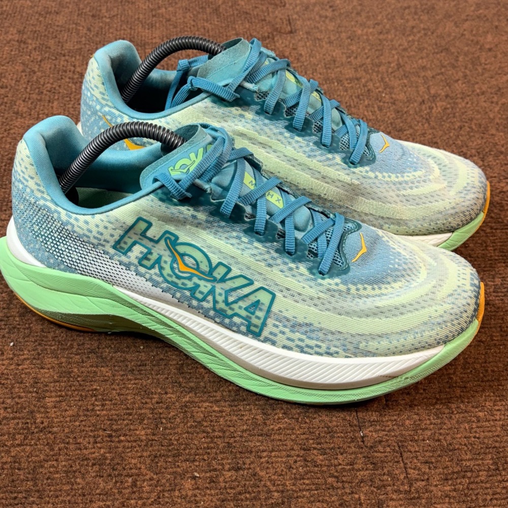 Hoka Mach X Mens Running Shoes Blue Lime Green Size 11 D 1141450 OMLG Training